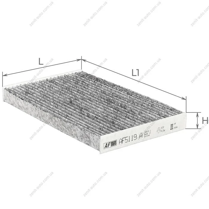 Фільтр салону (з акт вугіллям)Nissan Leaf 10-, Juke 1,2-1,6L 10-, Cube 09- Альфа ALPHA FILTER AF5119a (фото 1)