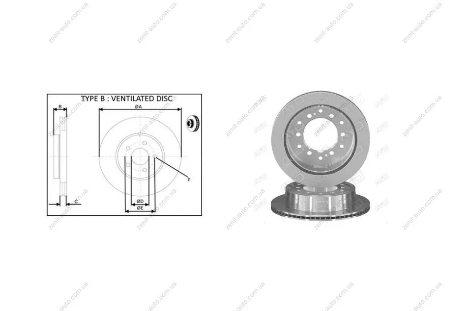 Диск гальмiвний задний (кратно 2) TOYOTA LAND CRUISER PRADO 2.8, 3.0 (-20) (61899AP) APPLUS '61899AP (фото 1)