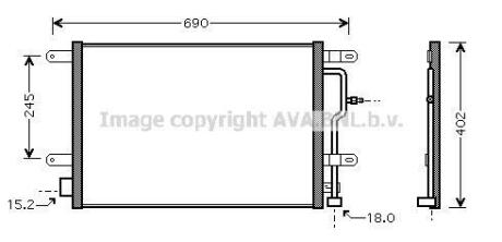 Радиатор кондиционера Audi A4 B6 (01-) AVA AVA COOLING 'AI5199