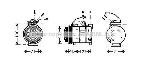 Компресор кондиціонера Audi A4 B5 (95-), A6 C5 (97-)/Skoda Superb (02-)/VW Passat (01-) 2.5TDi AVA AVA COOLING 'AIAK015