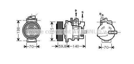 Компресор кондиціонера Audi A4 B7 (04-), A6 C6 (04-), Q7 (10-) 3.0TFSi, 3.2FSi, 2.0TDi AVA AVA COOLING 'AIAK295