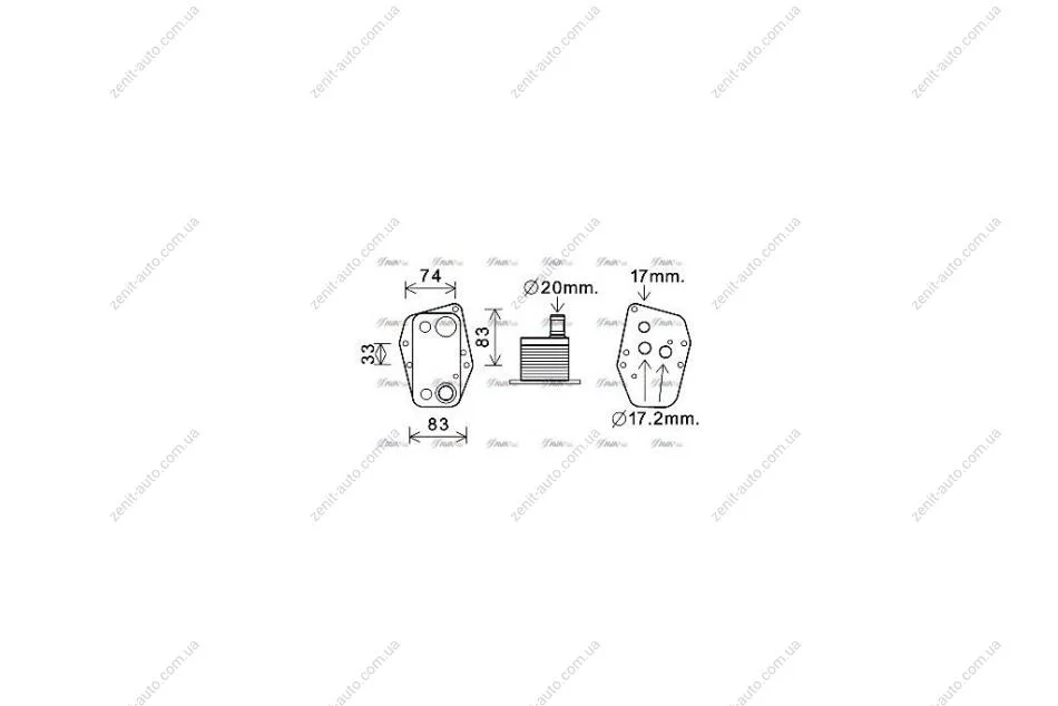 Радиатор масляный BMW 3 E46, E90 (98-), 5 E39, E60 (96-), X3 E83 (04-) 2.0D (BW3555) AVA AVA COOLING 'BW3555 (фото 1)