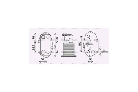 Радиатор масляный BMW 3 E46 (98-), 5 E39 (96-), X5 E53 (00-) 2.5D, 3.0D (BW3571) AVA AVA COOLING 'BW3571