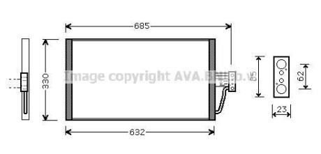 Радиатор кондиционера BMW 5 E39 (96-), 7 E38 (94-) 2.0D, 2.5D, 3.0D AVA AVA COOLING 'BW5254