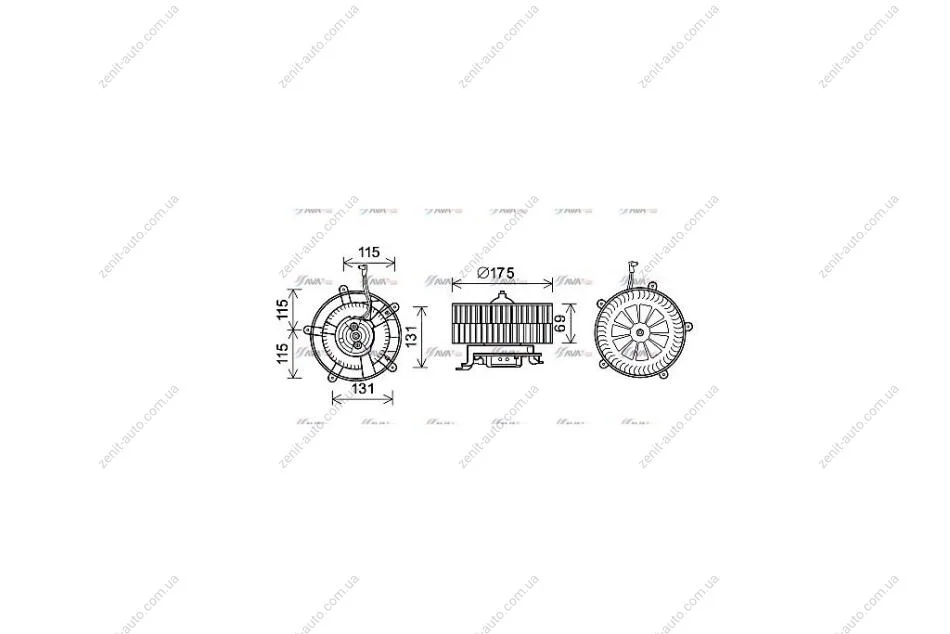 Вентилятор отопителя салона BMW 7 (E65) (01-) (BW8478) AVA AVA COOLING 'BW8478 (фото 1)