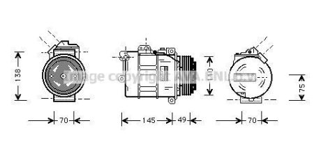 Компресор кондиціонера BMW 3 E46 (98-), 5 E39 (96-) AVA AVA COOLING 'BWAK237