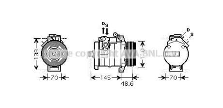 Компресор кондиціонера BMW X5 E53 (00-)/LR Range Rover (02-) 3.0 Tdi AVA AVA COOLING 'BWAK334