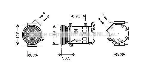 Компресор кондиціонера Citroen Berlingo (08-), C4 (04-), C5 (08-)/Peugeot Partner (08-), 3008 (09-), 5008 (10-), 307 (01-), 308 (08-) 1.6HDi, 2.0i (CNAK242) AVA AVA COOLING 'CNAK242 (фото 1)