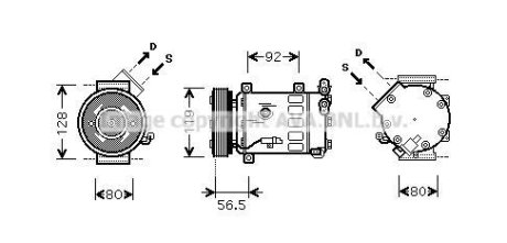 Компресор кондиціонера Citroen Berlingo (08-), C4 (04-), C5 (08-)/Peugeot Partner (08-), 3008 (09-), 5008 (10-), 307 (01-), 308 (08-) 1.6HDi, 2.0i AVA AVA COOLING 'CNAK242
