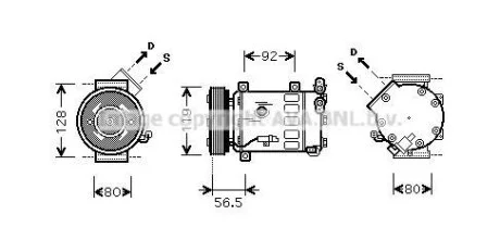 Компресор кондиціонера Citroen Berlingo (08-), C4 (04-), C5 (08-)/Peugeot Partner (08-), 3008 (09-), 5008 (10-), 307 (01-), 308 (08-) 1.6HDi, 2.0i (CNAK242) AVA AVA COOLING 'CNAK242