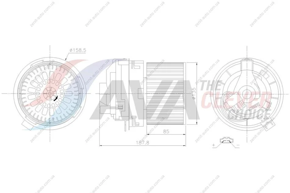 Вентилятор отопителя салона Renault Duster I Logan II Sandero II AC+ AVA AVA COOLING DA8022 (фото 1)
