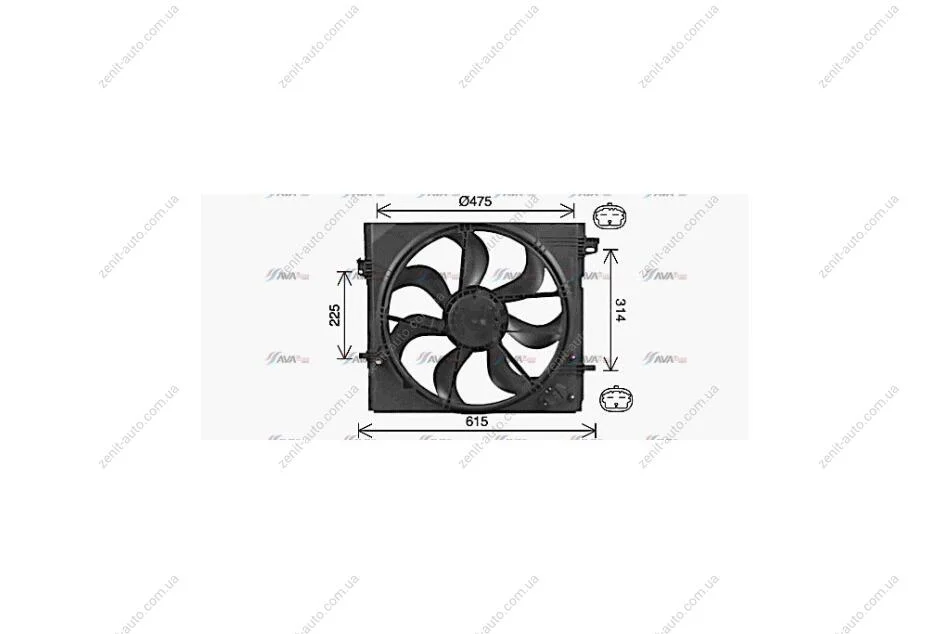 Вентилятор радіатора охолодження двигуна Nissan Qashqai II Renault Kadjar I AC+/- (DN7540) AVA AVA COOLING 'DN7540 (фото 1)