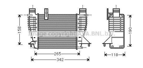 Интеркулер Renault Clio (06-), Modus (05-)/Nissan Note (04-), Juke (11-) 1.2i, 1.5 dCi AVA AVA COOLING 'DNA4356