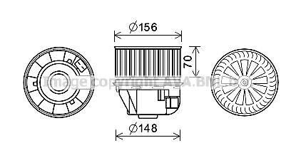 Вентилятор отопителя салона Ford Focus (04-12), C-MAX (07-10) AVA AVA COOLING 'FD8612