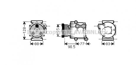 Компрессор кондиціонера Ford Fiesta Fusion 1,25-1,6i, Fiesta 1,25-1,6i 08> AVA AVA COOLING FDAK434