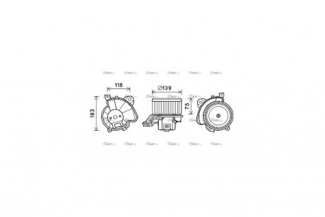 Вентилятор обігрівача салону Citroen Nemo Peugeot Bipper Fiat Qubo 1,3HDI 08> Punto 1,4i 07> man AC+/- AVA AVA COOLING FT8431