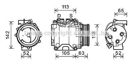 Компресор кондиціонера Honda Accord VII (03-), CR-V (01-) 2.0i, 2.4i AVA AVA COOLING 'HDAK238