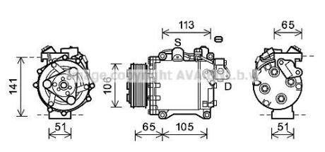Компресор кондиціонера Honda CR-V III, IV (07-) 2.4 IVTEC AVA AVA COOLING 'HDAK263