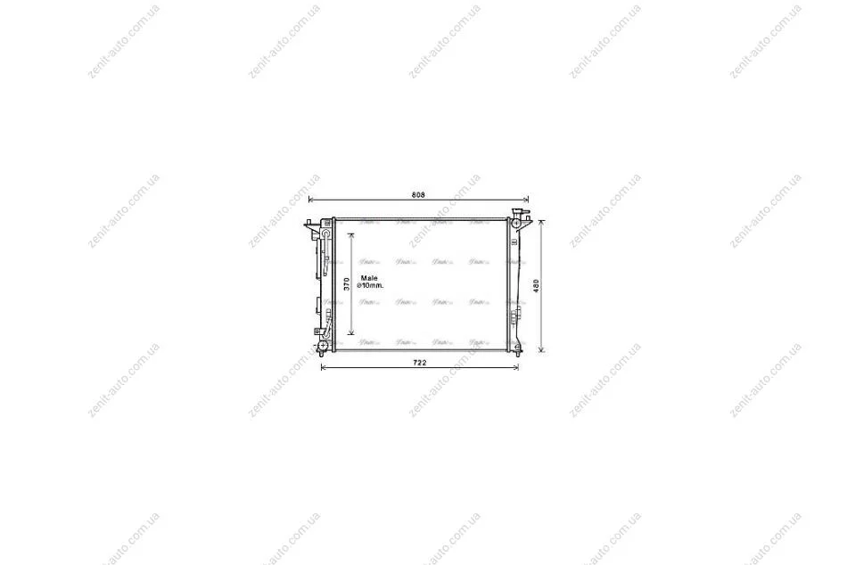 Радиатор охлаждения двигателя Hyundai iX35 (10-) 2.0i 2,0GDI AT (HY2283) AVA AVA COOLING 'HY2283 (фото 1)