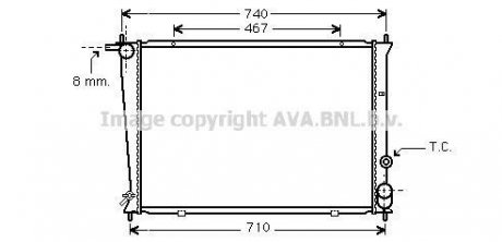 Радиатор охлаждения двигателя Hyundai H100 H-1 2,5D 00>04, 04>07 MT AC+/- AVA COOLING 'HYA2049