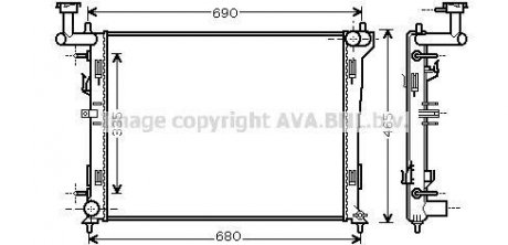 Радиатор охлаждения двигателя Hyundai Elantra (06-11), i30 (07-12) AT AVA AVA COOLING 'HYA2180