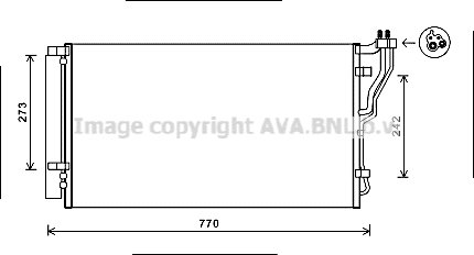 Радіатор кондиціонера Hyundai Sonata 2.0-2.4i 09>14, Optima 2,0 2,4i 10> AVA AVA COOLING HYA5246D
