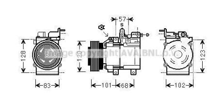 Компресор кондиціонера Hyundai SantaFe (01-), Sonata (98-)/KIA Magentis, Optima (01-) AVA AVA COOLING 'HYAK123