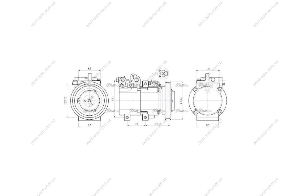 Компресор кондиціонера Hyundai Terracan (01-) 2.9 CRDI (HYAK605) AVA AVA COOLING 'HYAK605 (фото 1)