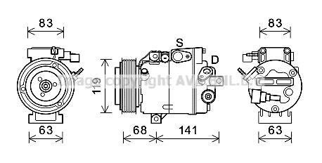 Компресор кондиціонера Hyundai SantaFe (05-) 2.0CRDi, 2.2CRDi AVA AVA COOLING 'HYK342