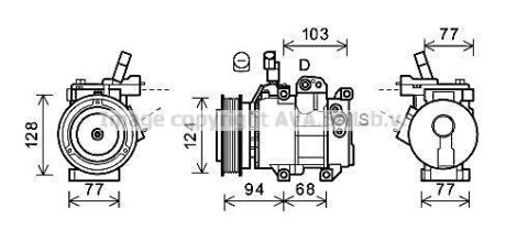 Компресор кондиціонера Hyundai i20 (08-), Accent IV (10-) 1.4i, 1.6i AVA AVA COOLING 'HYK451