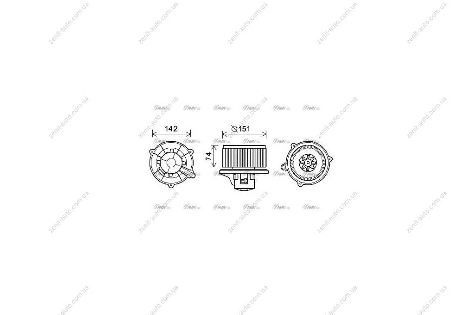 Вентилятор отопителя салона Kia Rio (00-05) 1.3i 1.5i (KA8224) AVA AVA COOLING 'KA8224 (фото 1)
