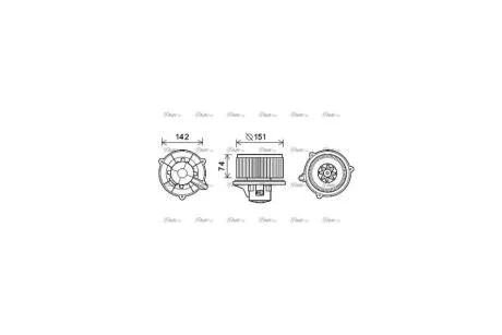 Вентилятор отопителя салона Kia Rio (00-05) 1.3i 1.5i (KA8224) AVA AVA COOLING 'KA8224