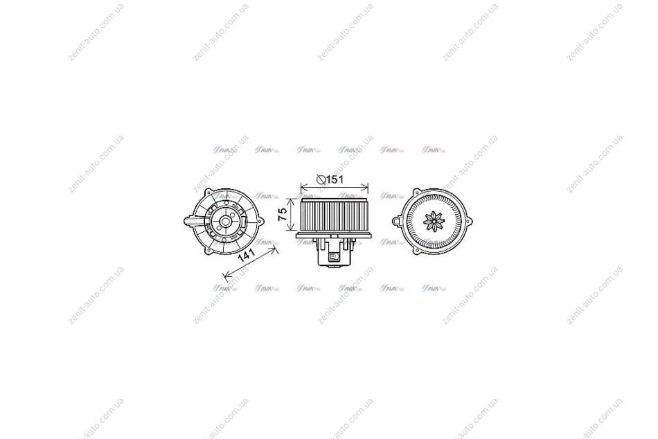 Вентилятор обігрівача салону Kia Cerato 1.6i 2.0i (04-) (KA8247) AVA AVA COOLING 'KA8247 (фото 1)