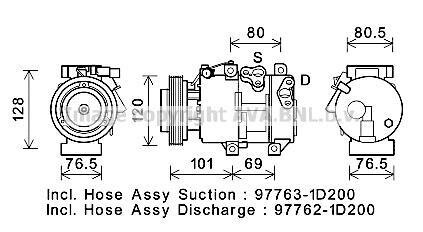 Компресор кондиціонера KIA Carens III (06-) 2.0CVVT AVA AVA COOLING 'KAK275