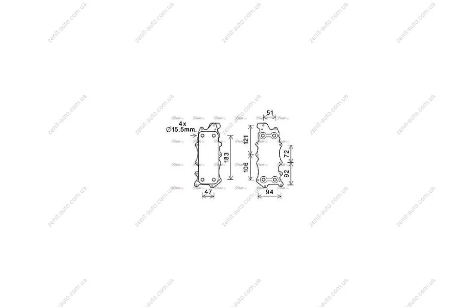 Радіатор масляний MB C-Class (07-), E-Class (09-)/Jeep Grand Cherokee (05-), Commander (06-) 3.0 CDI (MS3685) AVA AVA COOLING 'MS3685 (фото 1)