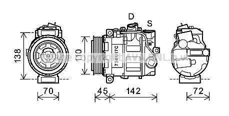 Компресор кондиціонера MB C-Class 203 (00-), E-Class 210, 211 (96-), ML 163 (98-), Sprinter (95-) AVA AVA COOLING 'MSAK615