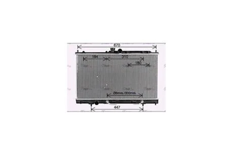 Радиатор охлаждения двигателя Mitsubishi Lancer 1,6i 2,0i 03>07 AT AC+/- (MT2214) AVA AVA COOLING 'MT2214