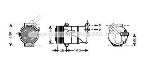 Компресор кондиціонера Opel Astra H (04-), Zafira B (05-) 1.9CDTi AVA AVA COOLING 'OLAK437