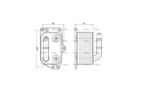 Радиатор масляный Citroen C4 (05-), C5 (08-), Jumpy (07-)/Peugeot 307 (01-), 407 (04-), Expert (07-) 1.8i, 2.0i (PE3433) AVA AVA COOLING 'PE3433