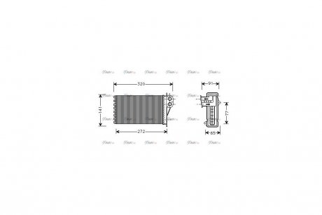 Радіатор обігрівача салону Peugeot 206 1,4i 1,6i 98>, 206+ 1,4 1,6i 09> AVA AVA COOLING PE6199