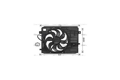 Вентилятор радіатора охолодження двигуна Citroen Berlingo (12-)/Peugeot 308, 3008, Partner (14-) AVA AVA COOLING 'PE7561