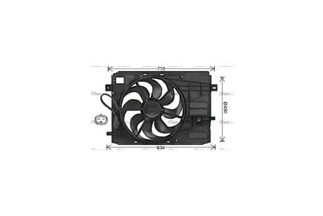 Вентилятор радиатора охлаждения двигателя Citroen Berlingo (12-)/Peugeot 308, 3008, Partner (14-) (PE7561) AVA AVA COOLING 'PE7561