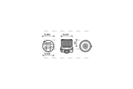 Вентилятор отопителя салона Citroen C1 Peugeot 107 Toyota Aygo 05>11 AC+ (PE8369) AVA AVA COOLING 'PE8369