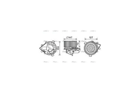Вентилятор отопителя салона Peugeot Expert (96-06), Citroen Jumpy (96-06), Fiat Scudo (96-06) (PE8393) AVA AVA COOLING 'PE8393
