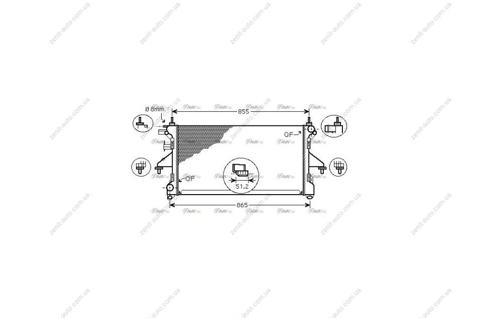 Радиатор охлаждения двигателя Citroen Jumper/Peugeot Boxer/Fiat Ducato (06-) 2.2HDI, 3.0HDI AC- (PEA2309) AVA AVA COOLING 'PEA2309 (фото 1)