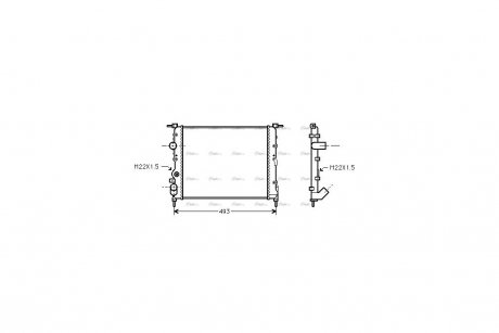 Радіатор охолодження двигуна Renault Logan 1,4-1,6i 8V MT AC- AVA AVA COOLING RTA2197