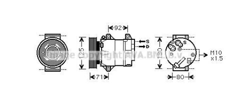 Фото компресор кондиціонера Nissan Qashqai (07-) 1.5 DCi/Renault Megane II (03-) 1.4i, 1.6i, 1.5DCi AVA AVA COOLING 'RTAK441 Компресор кондиціонера Nissan Qashqai (07-) 1.5 DCi/Renault Megane II (03-) 1.4i, 1.6i, 1.5DCi AVA AVA COOLING 'RTAK441