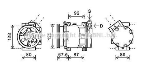 Компресор кондиціонера Renault Logan (05-), Sandero (08-) 1.4i, 1.6i AVA AVA COOLING 'RTAK619