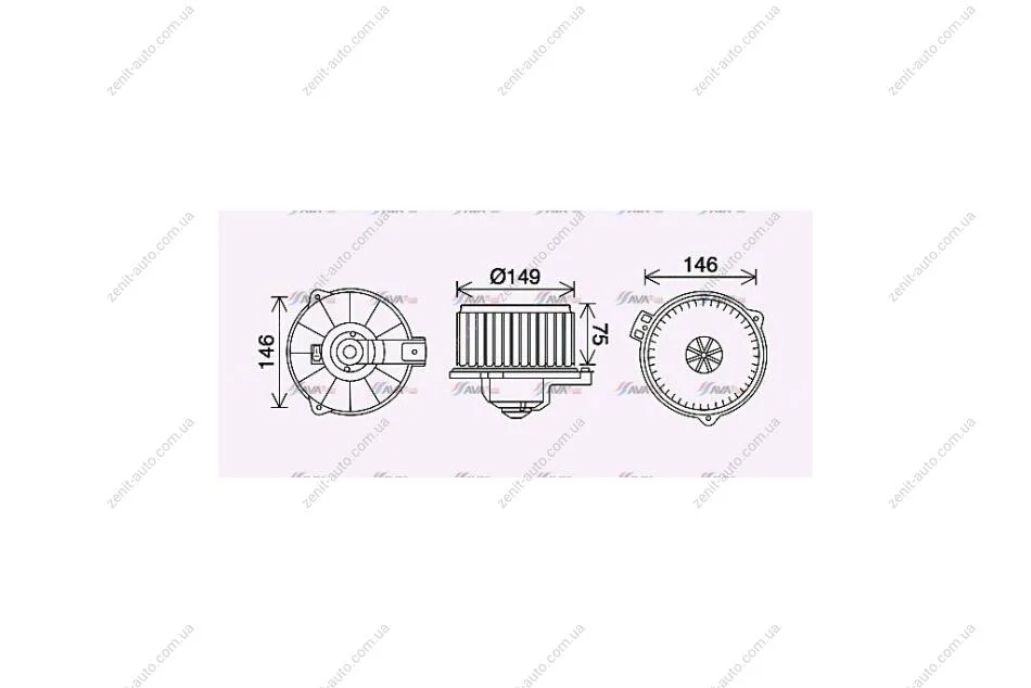 Вентилятор обігрівача салону Toyota Corolla (00-) 1.3i 1.4i 1.6i 1.8i (TO8735) AVA AVA COOLING 'TO8735 (фото 1)