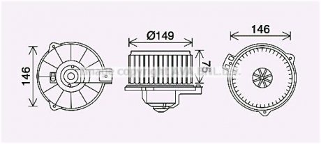 Вентилятор отопителя салона Toyota Corolla (00-) 1.3i 1.4i 1.6i 1.8i AVA AVA COOLING 'TO8735